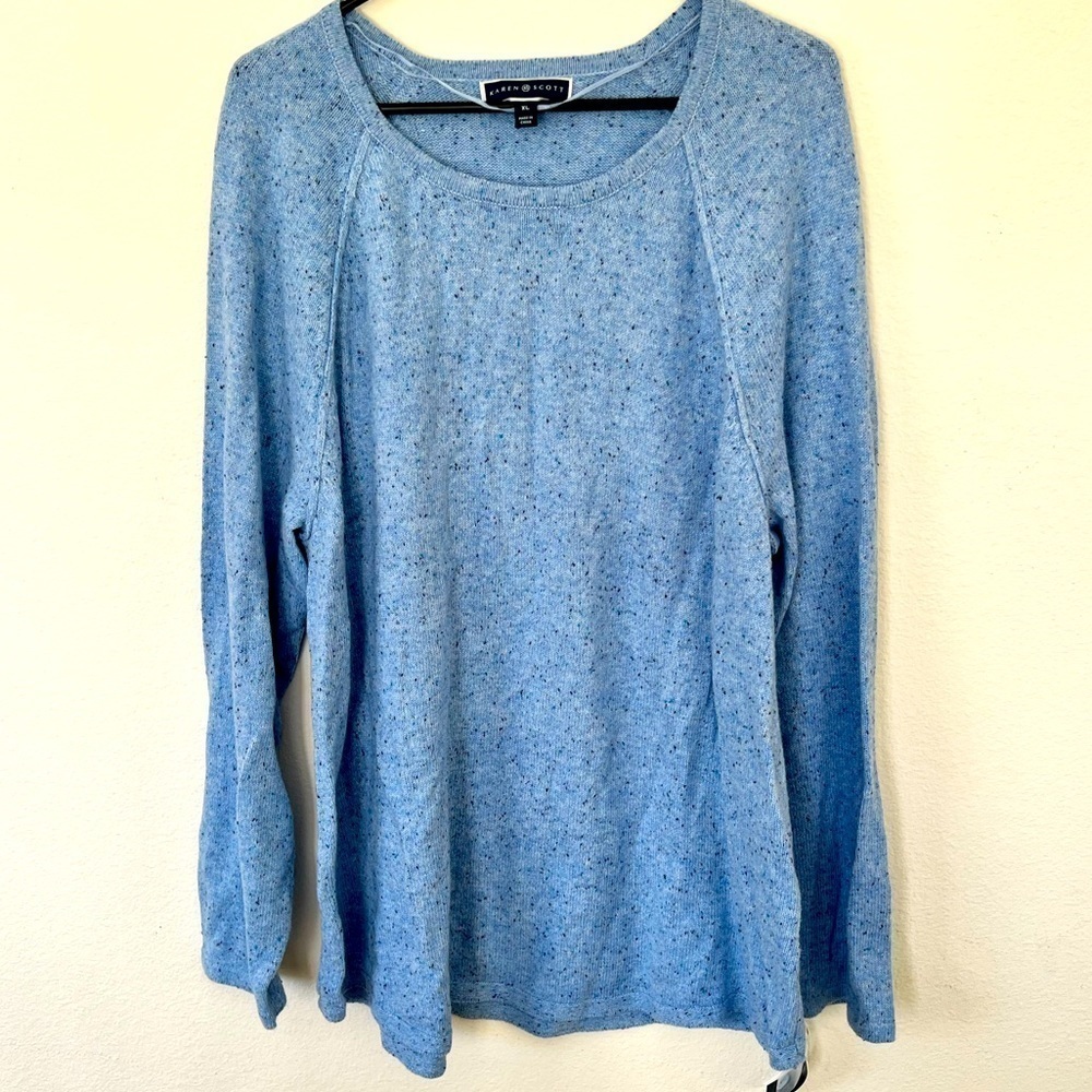 Karen Scott Curved Hem Blue Pullover Sweater XL NWT